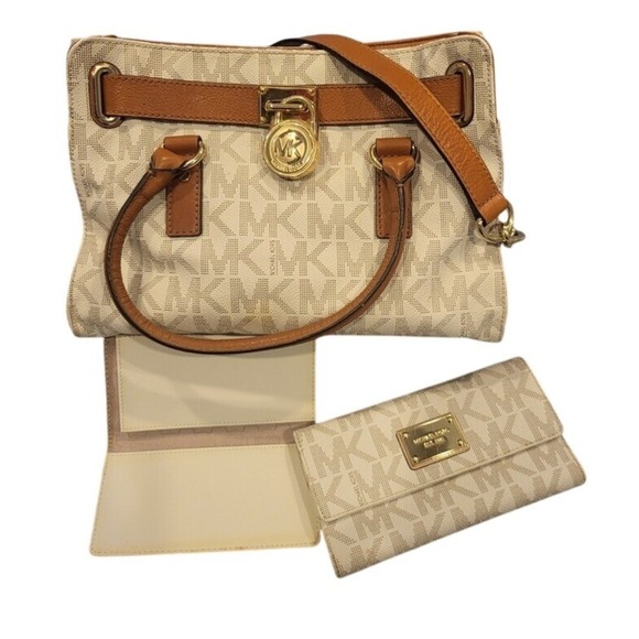 Michael Kors Satchel Handbag & Wallets MK Signature Print Designer - Picture 2 of 11